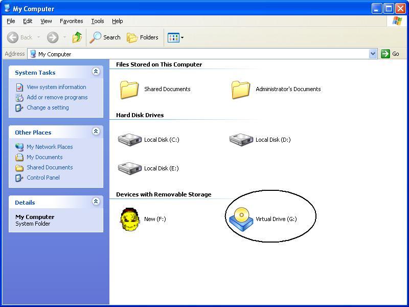 Virtual drive created by the program in my computer 