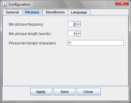 Configuration - Phrases tab