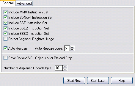 Disassembler options