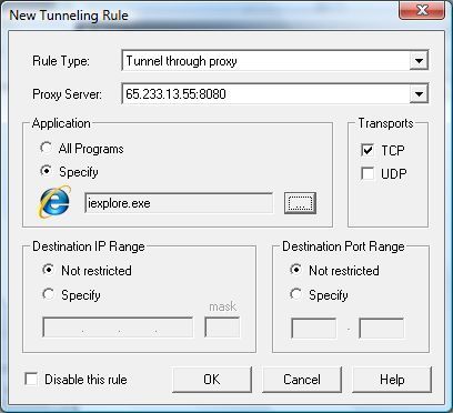 Adding a tunneling rule