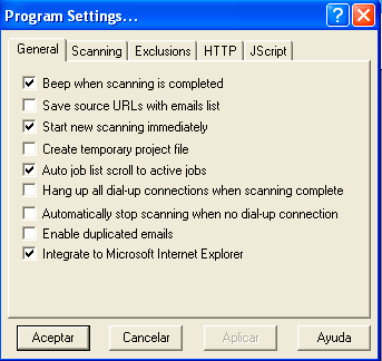 Program settings