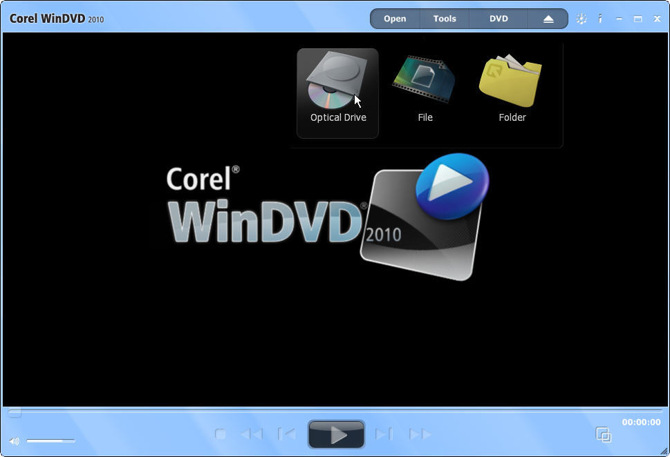 Corel WinDVD main window