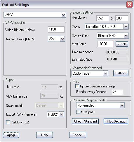 Output settings