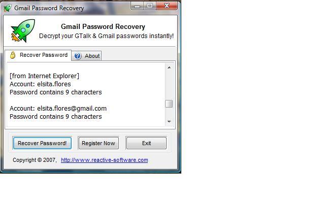 Gmail Password Recovered Menu