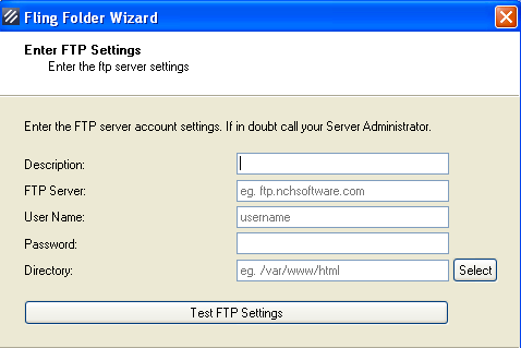 FTP settings
