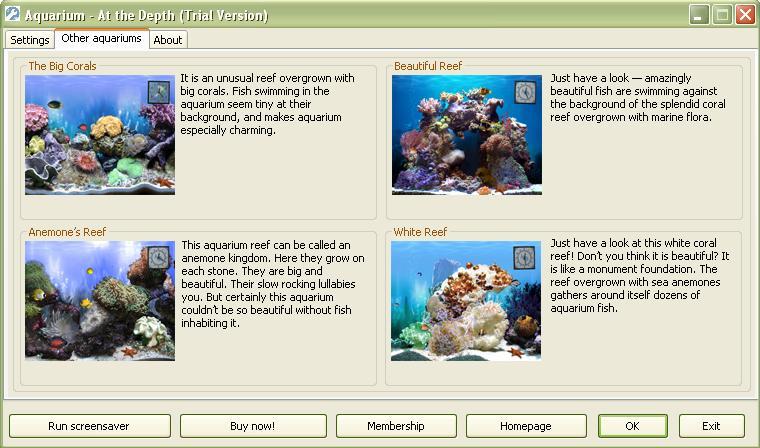 Other aquariums tab