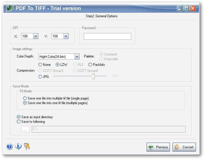 Step 2,, choosing the output parameters