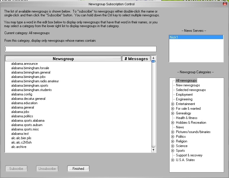 Newsgroup Subscription