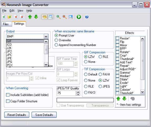 Output formats