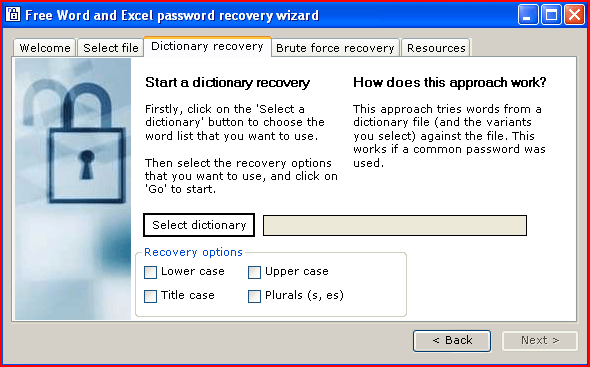 dictionary recovery