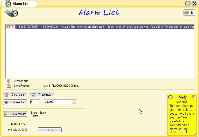Alarm List