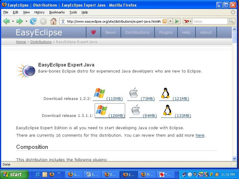 EasyEclipse Expert Java 1.3 download page