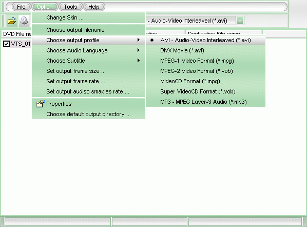 Output profile selection