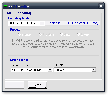 Encoding options