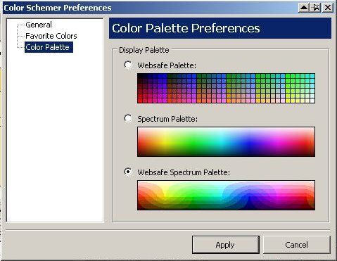 Choose between three color palette displays.