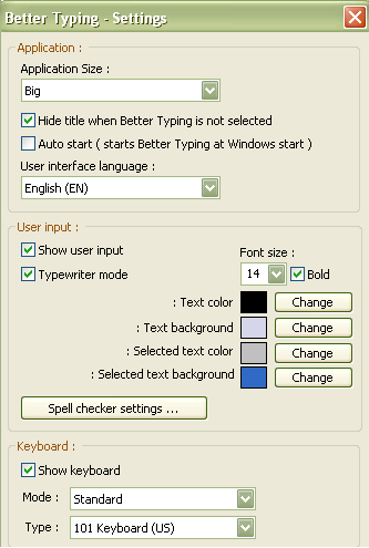 Better Typing settings.