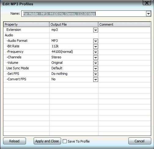 Edit MP3 Profiles