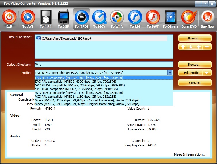 Output Video Profiles