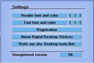 Settings menu