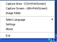 System tray menu