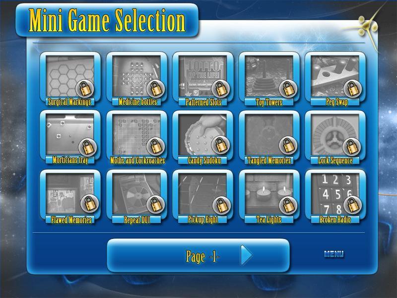 Mini Games selection screen