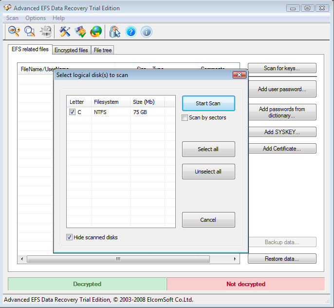 select logical disk to scan