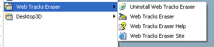 Web Tracks Eraser 1.0 in Start menu