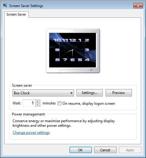 Windows Screen Saver Settings