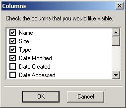 Columns select dialog