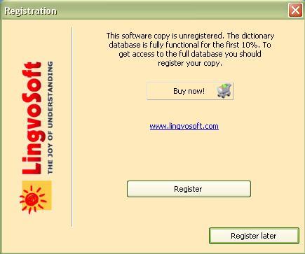 Registration dialog