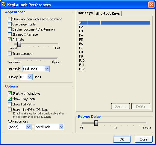 Preferences Window