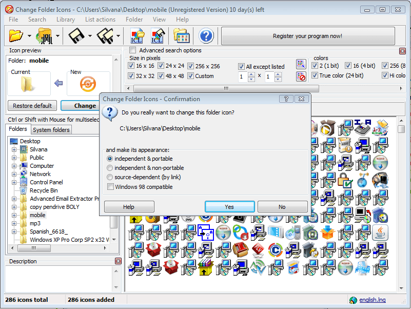 Changing folder icon