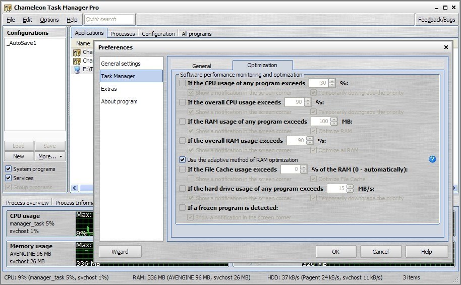 Task Manager Preferences