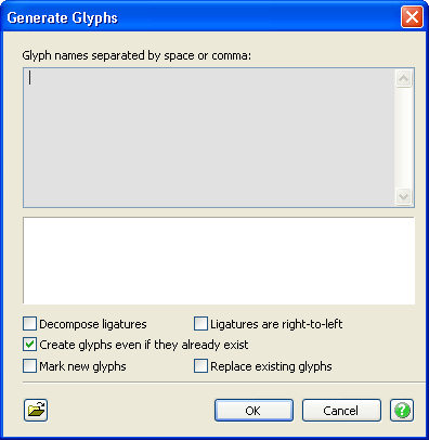 Generate Glyphs Window