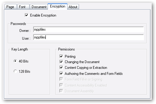 Encryption properties