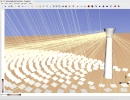 Tonatiuh's GUI during the simulation of a large solar tower plant..