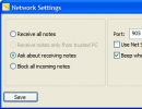 Network Settings view of sticky notes