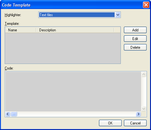 Code Template Window