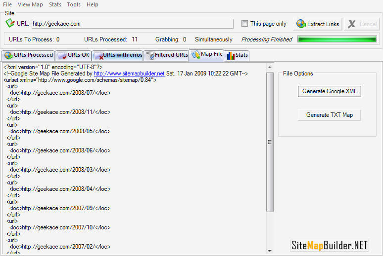 Generated Sitemap