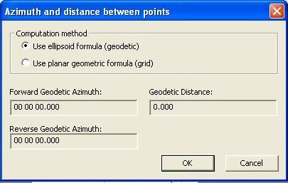 Azimuth and distance between points