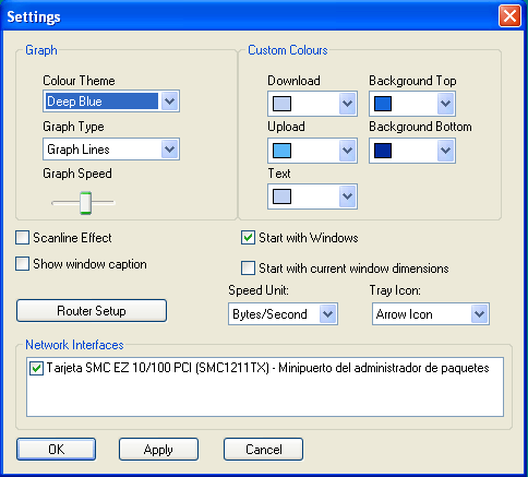 ByteOMeter Settings window