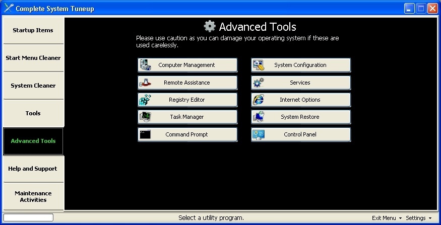 Advanced Tools Window