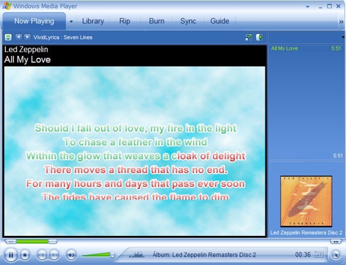 Lyrics in Windows Media Player