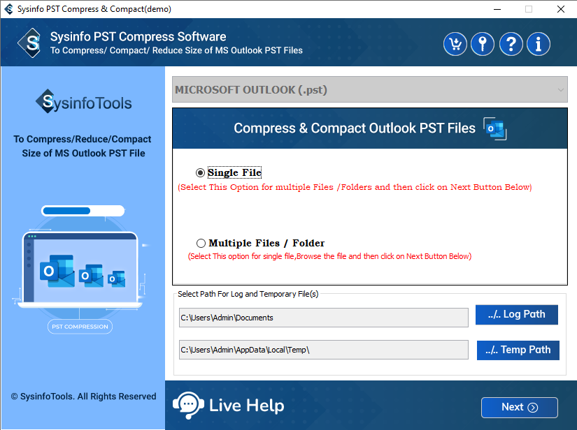 pst compress tool