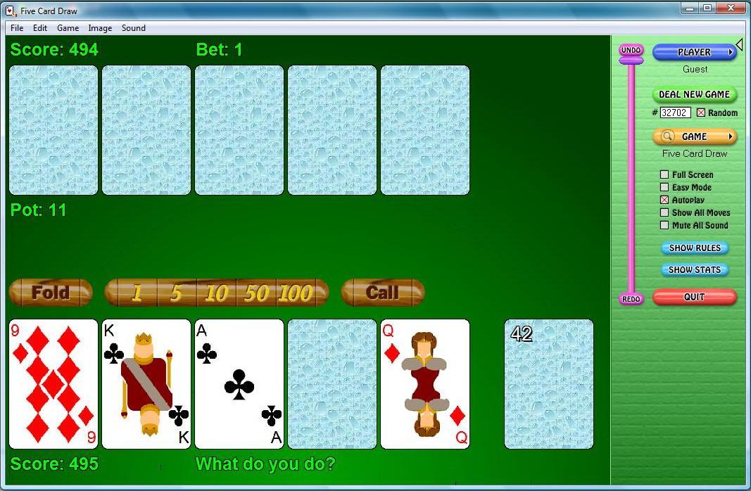 Five card draw during game