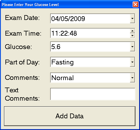 Glucose level enter dialog
