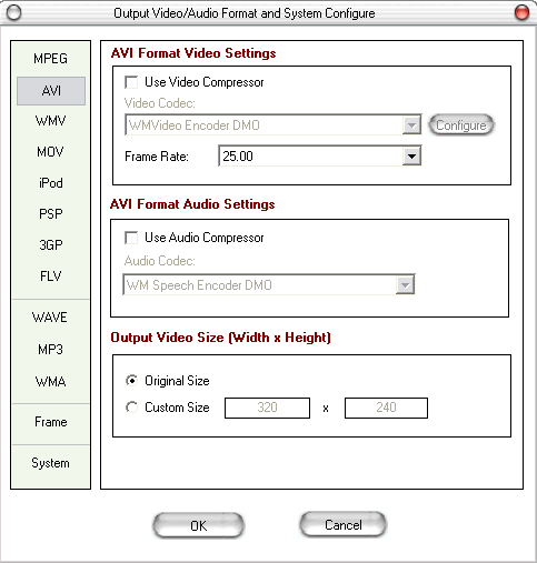 AVI settings