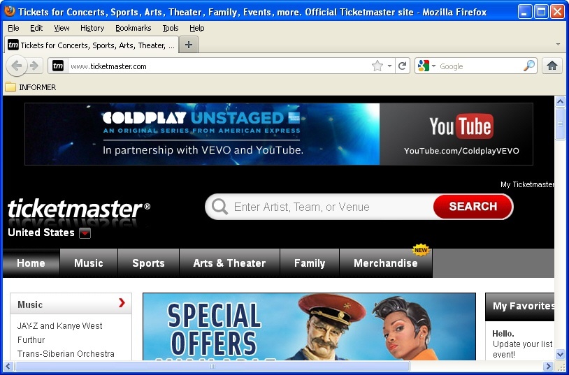 ticketmaster homepage