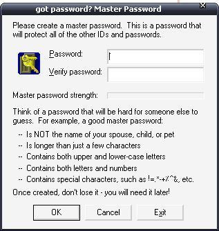 Setting master password