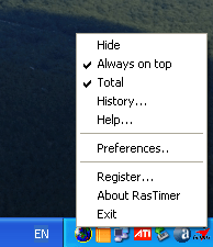 Tray icon popup menu